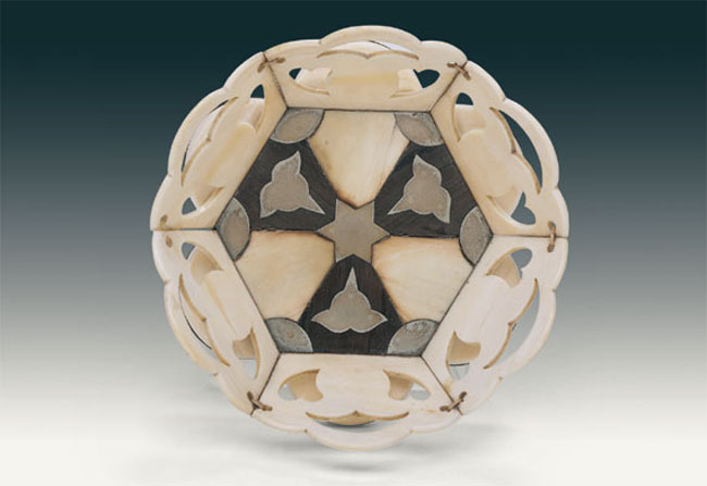 A Rare Sailor-Made Silver Inlaid Whale Ivory Basket Circa 1850